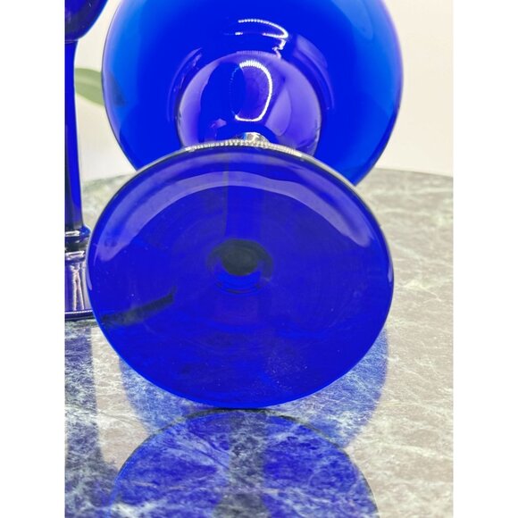 Vintage Pier 1 Cobalt Blue Glass Margarita Cocktail Goblets Set Of 2 - Picture 9 of 15